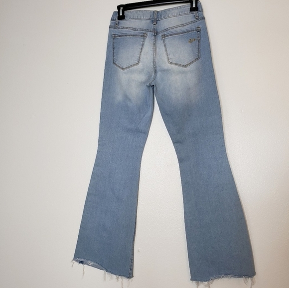 NEW American Rag Cie Flare Jeans Light Wash Faded Raw Hem 70s Hippie Bohemian - Picture 2 of 16